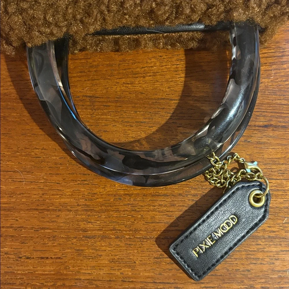 NWT PIXIE MOOD - Small Dumpling Tote in Dark Brown Shearling - Picture 9 of 15